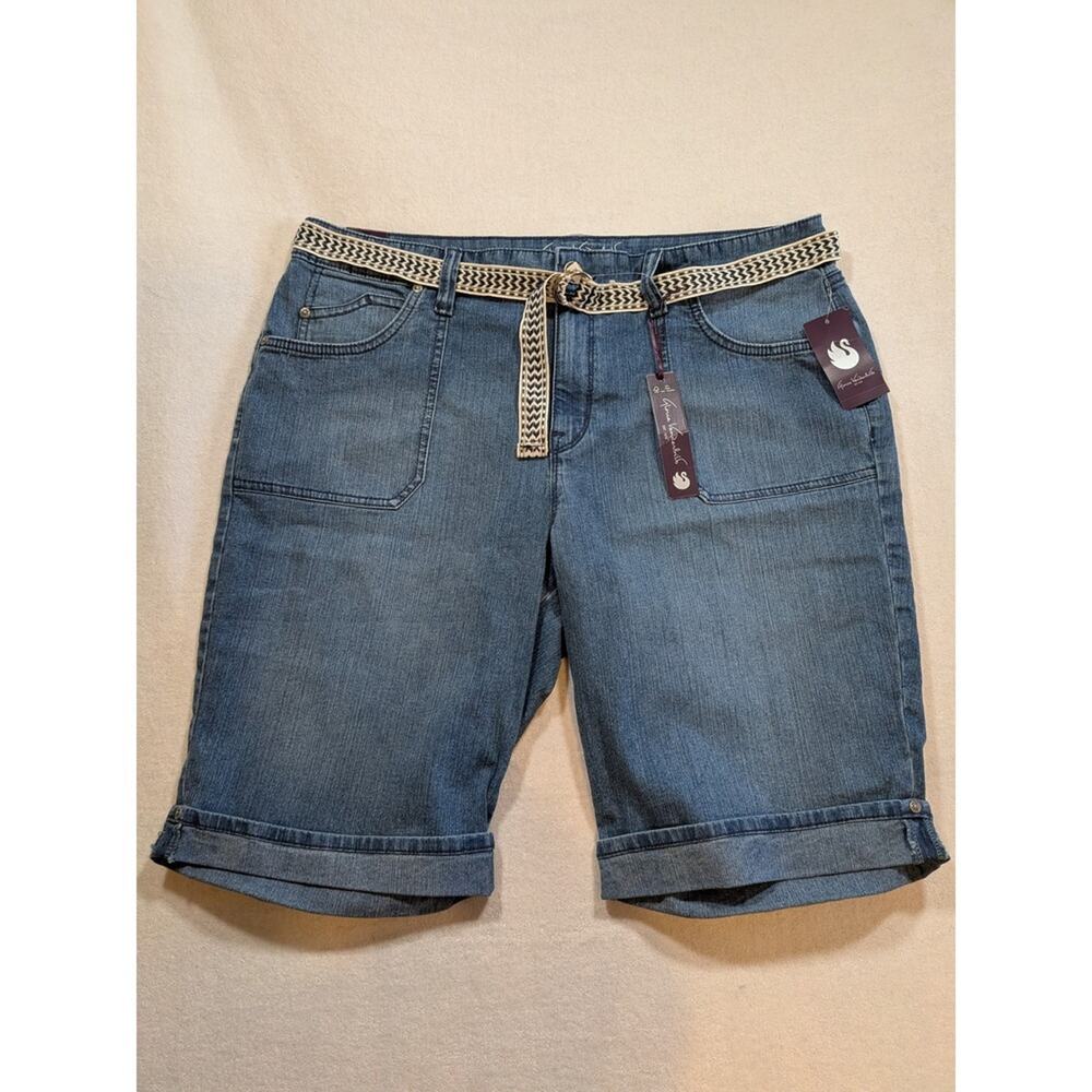 Gloria Vanderbilt MA Belted Bermuda Shorts Medium Wash Denim Women's Size 16